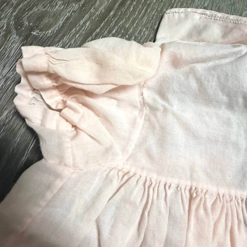 Vintage Cherubs Handmade Baby Dress and Pinafore Set Pink Embroidered Size L